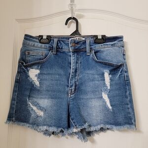 Wax Jean Collection, Size L Blue Distressed Denim Jeans, Gently Used Condition.